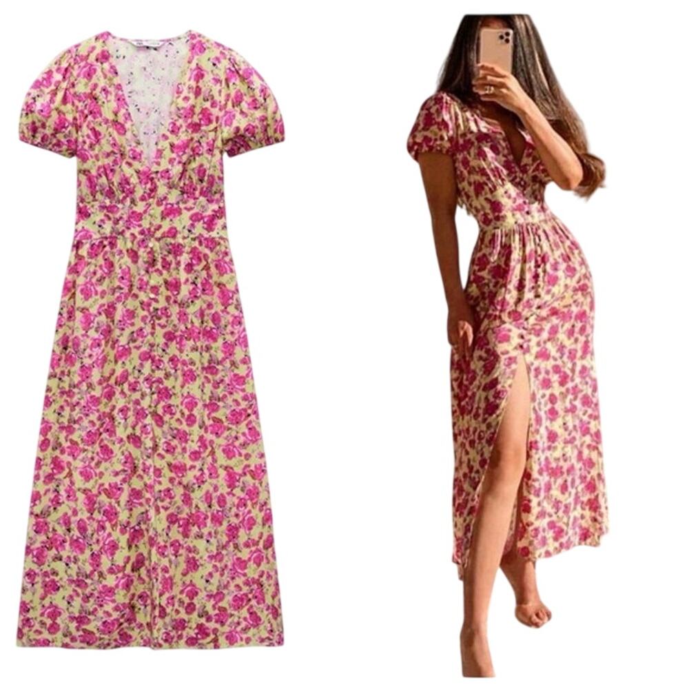 Zara floral print midi dress size S - Picture 2 of 11